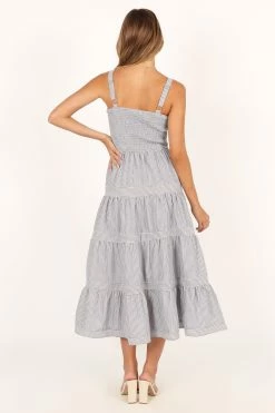 Savannah Midi Dress - Blue Gold Stripe -Dress Shop petal and pup usa dresses savannah midi dress blue gold stripe 33752445845681