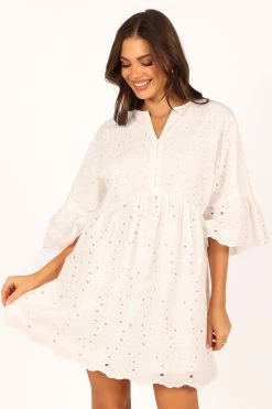 Savannah Mini Dress - White -Dress Shop petal and pup usa dresses savannah mini dress white 33722372718769