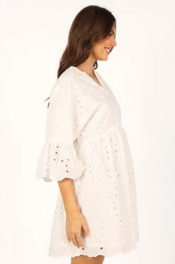 Savannah Mini Dress - White -Dress Shop petal and pup usa dresses savannah mini dress white 33722372948145