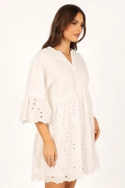 Savannah Mini Dress - White -Dress Shop petal and pup usa dresses savannah mini dress white 33722372980913