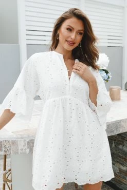 Savannah Mini Dress - White -Dress Shop petal and pup usa dresses savannah mini dress white 33724546875569