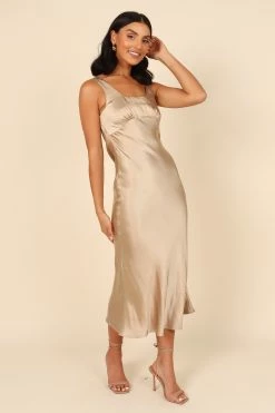 Sawyer Midi Dress - Gold -Dress Shop petal and pup usa dresses sawyer midi dress gold 32102915637425