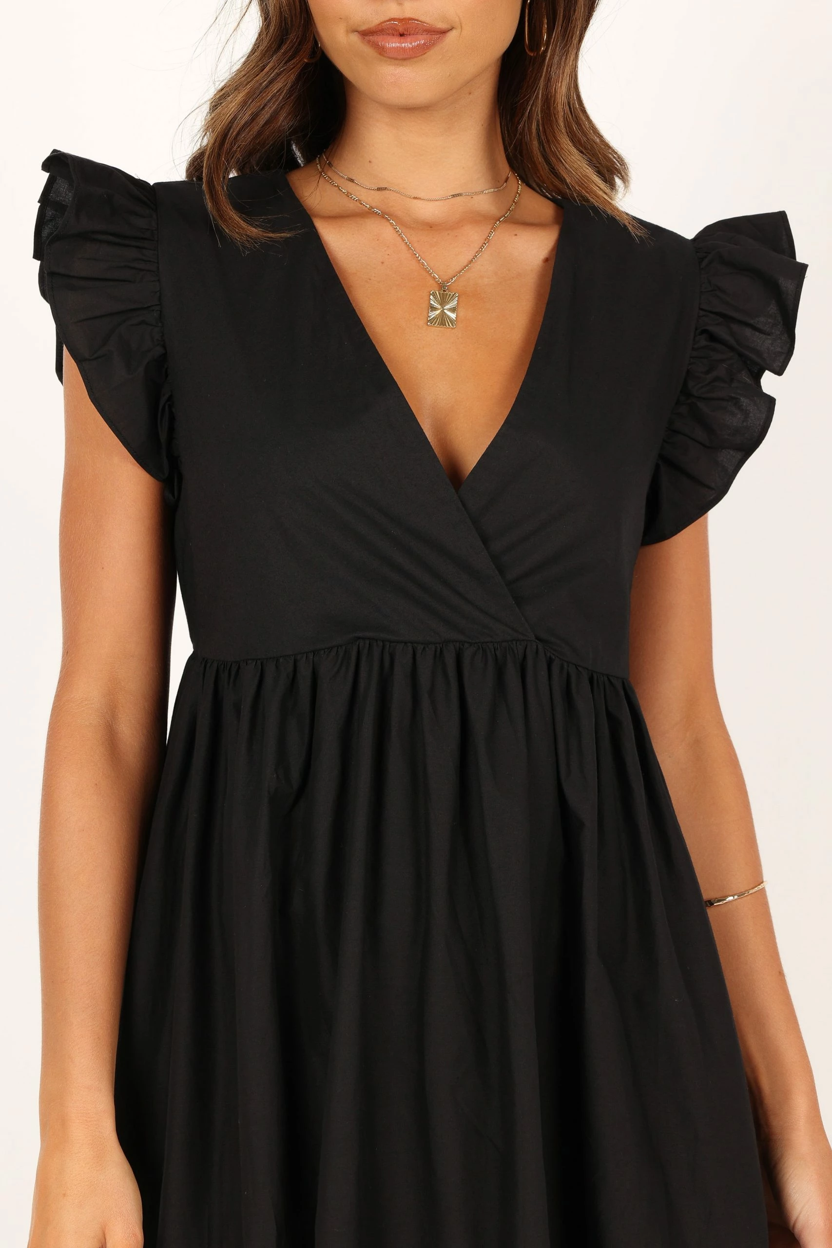 Scout Frill Shoulder Maxi Dress - Black 3 Scout Frill Shoulder Maxi Dress - Black - Image 3