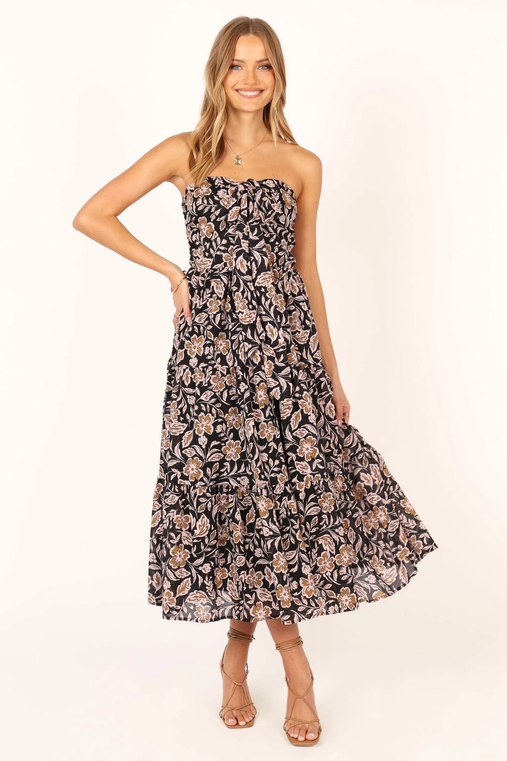 Shena Midi Dress - Black Multi 10 Shena Midi Dress - Black Multi - Image 10