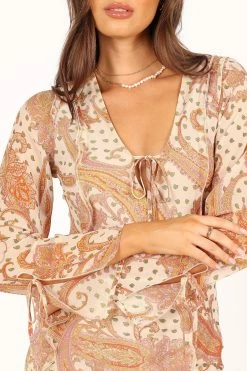 Sio Long Sleeve Midi Dress - Tan -Dress Shop petal and pup usa dresses sio long sleeve maxi dress tan 33681588289713