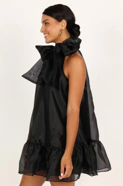 Sophia Bow Mini Dress - Black -Dress Shop petal and pup usa dresses sophia bow mini dress black 33340297248945