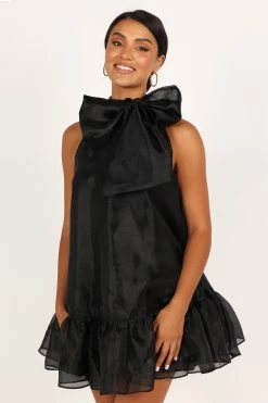 Sophia Bow Mini Dress - Black -Dress Shop petal and pup usa dresses sophia bow mini dress black 33340297347249