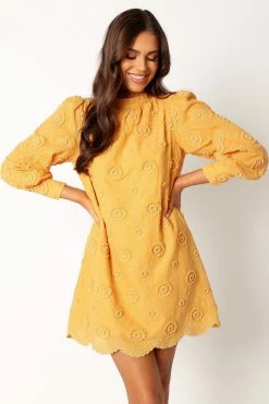 Stefania Long Sleeve Mini Dress - Mustard