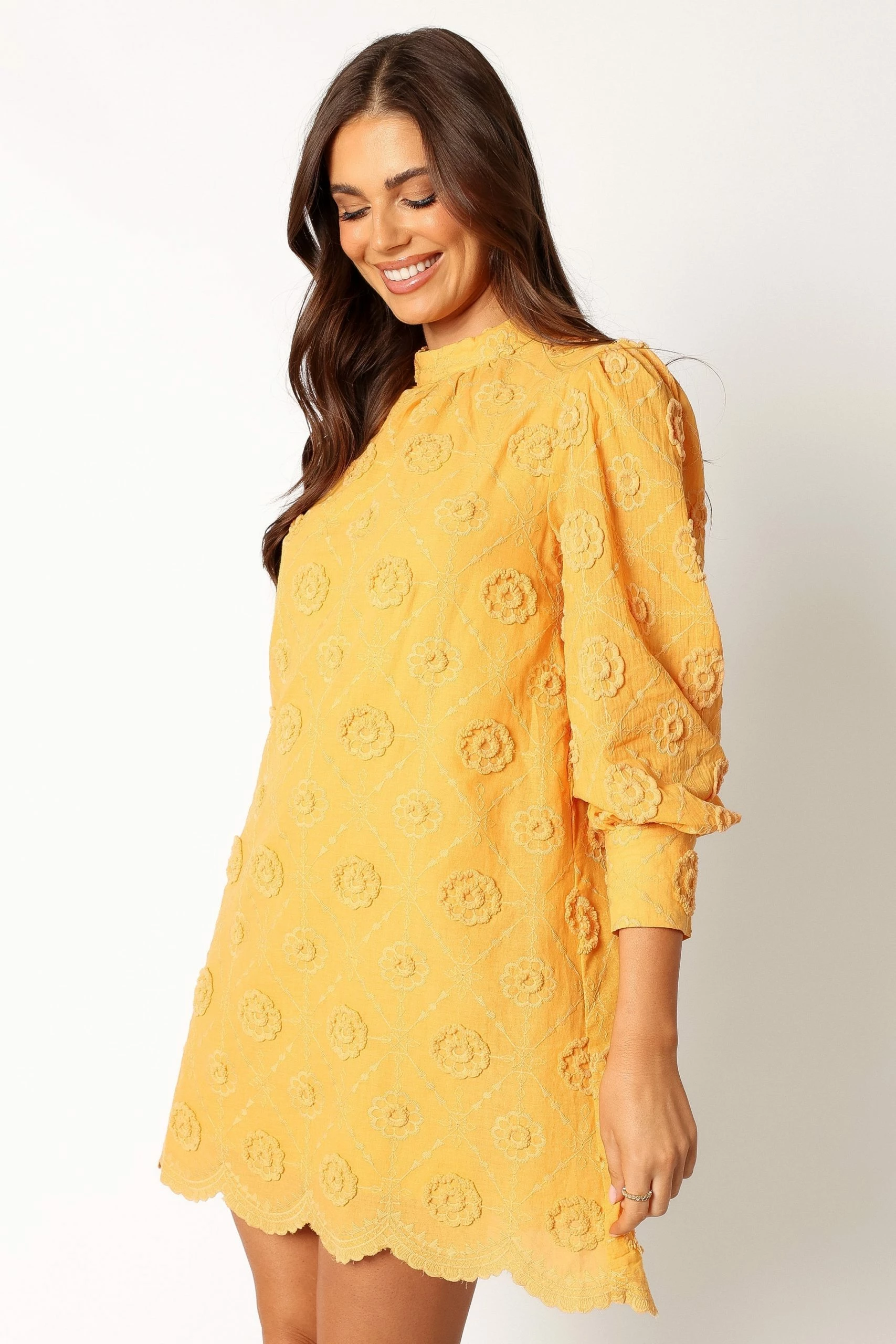 Stefania Long Sleeve Mini Dress - Mustard 8 Stefania Long Sleeve Mini Dress - Mustard - Image 8