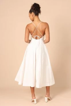 Stella Midi Dress - Ivory -Dress Shop petal and pup usa dresses stella midi dress ivory 32220312273073