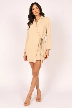 Sumit Blazer Dress - Beige -Dress Shop petal and pup usa dresses sumit blazer dress beige 32237004423345
