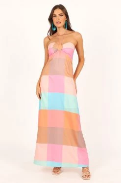 Sundae Halterneck Maxi Dress - Multicoloured -Dress Shop petal and pup usa dresses sundae halterneck maxi dress multicoloured 33722373472433