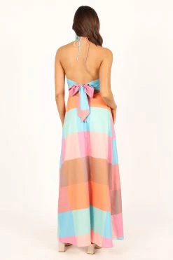 Sundae Halterneck Maxi Dress - Multicoloured -Dress Shop petal and pup usa dresses sundae halterneck maxi dress multicoloured 33722373505201