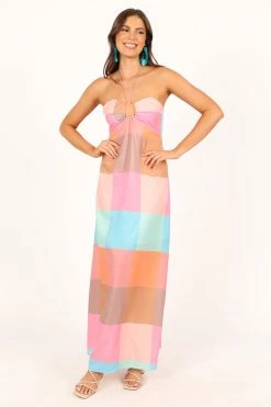 Sundae Halterneck Maxi Dress - Multicoloured -Dress Shop petal and pup usa dresses sundae halterneck maxi dress multicoloured 33722373734577