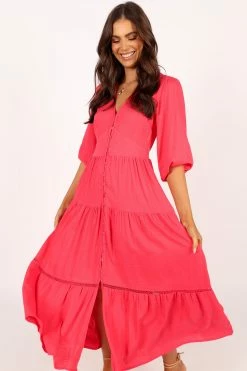 Tabby Long Sleeve Midi Dress - Watermelon