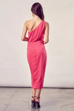 Talian One Shoulder Midi Dress - Paradise Pink -Dress Shop petal and pup usa dresses talian one shoulder midi dress paradise pink 33524480442545