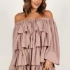 Talulla Off Shoulder Mini Dress- Dusty Mauve