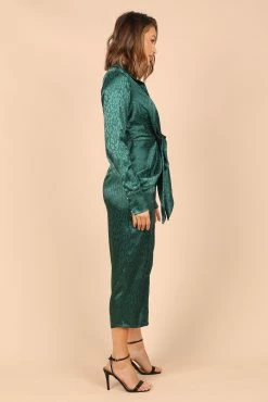 Tanzy Long Sleeve Midi Dress - Emerald -Dress Shop petal and pup usa dresses tanzy long sleeve midi dress emerald 32409710952625