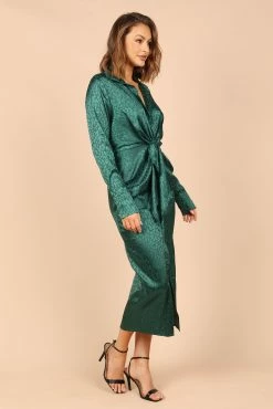 Tanzy Long Sleeve Midi Dress - Emerald -Dress Shop petal and pup usa dresses tanzy long sleeve midi dress emerald 32747614240945