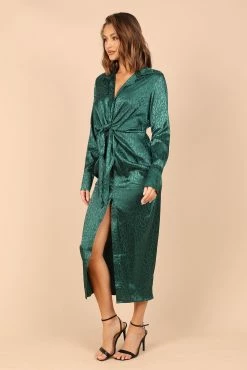 Tanzy Long Sleeve Midi Dress - Emerald -Dress Shop petal and pup usa dresses tanzy long sleeve midi dress emerald 32747614306481