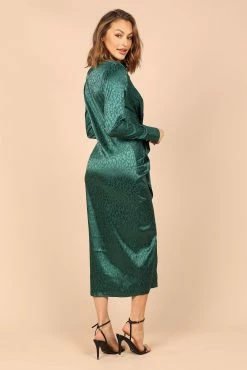 Tanzy Long Sleeve Midi Dress - Emerald -Dress Shop petal and pup usa dresses tanzy long sleeve midi dress emerald 32747614404785