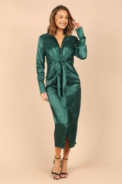 Tanzy Long Sleeve Midi Dress - Emerald