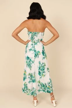 Teagan Strapless Midi Dress - Green Floral -Dress Shop petal and pup usa dresses teagan strapless midi dress green floral 32050666569905
