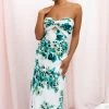 Teagan Strapless Midi Dress - Green Floral