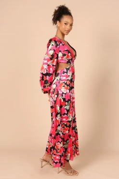 Teena Puff Sleeve Cutout Maxi Dress - Black -Dress Shop petal and pup usa dresses teena puff sleeve cutout midi dress black 32187025457329