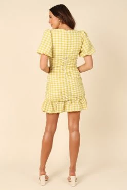 Tenice V Neck Gingham Dress - Green -Dress Shop petal and pup usa dresses tenice v neck gingham dress green 32129785200817