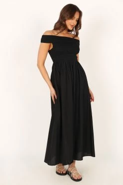 Tessa Off Shoulder Maxi Dress - Black -Dress Shop petal and pup usa dresses tessa off shoulder midi dress black 33829497536689