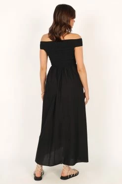 Tessa Off Shoulder Maxi Dress - Black -Dress Shop petal and pup usa dresses tessa off shoulder midi dress black 33829497602225