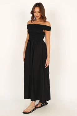Tessa Off Shoulder Maxi Dress - Black -Dress Shop petal and pup usa dresses tessa off shoulder midi dress black 33829497667761