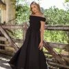 Tessa Off Shoulder Maxi Dress - Black