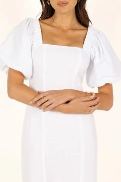 Thea Puff Sleeve Midi Dress - White -Dress Shop petal and pup usa dresses thea puff sleeve midi dress white 33681655398577