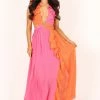 Tinitia Colourblock Maxi Dress - Pink Orange