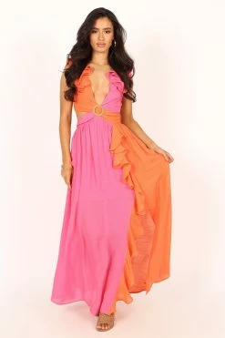 Tinitia Colourblock Maxi Dress - Pink Orange
