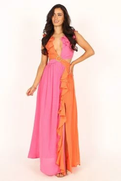 Tinitia Colourblock Maxi Dress - Pink Orange 13 Tinitia Colourblock Maxi Dress - Pink Orange -Dress Shop petal and pup usa dresses tinitia colourblock maxi dress pink orange 33829482397873