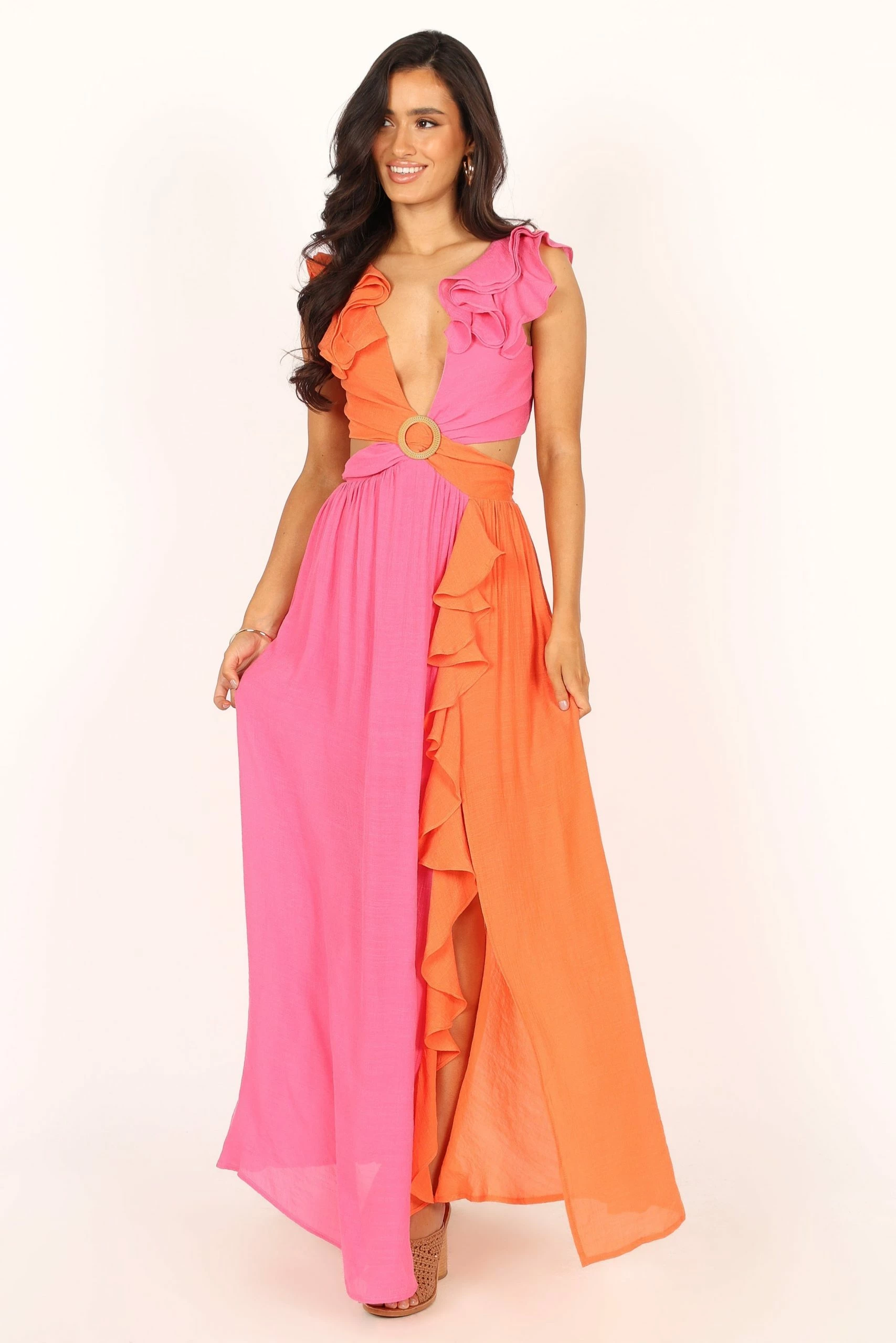 Tinitia Colourblock Maxi Dress - Pink Orange 7 Tinitia Colourblock Maxi Dress - Pink Orange - Image 7