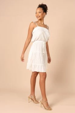 Twist Tie Shoulder Mini Dress - White -Dress Shop petal and pup usa dresses twist tie shoulder mini dress white 32181951299761