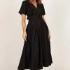 Verse Button Front Midi Dress - Black
