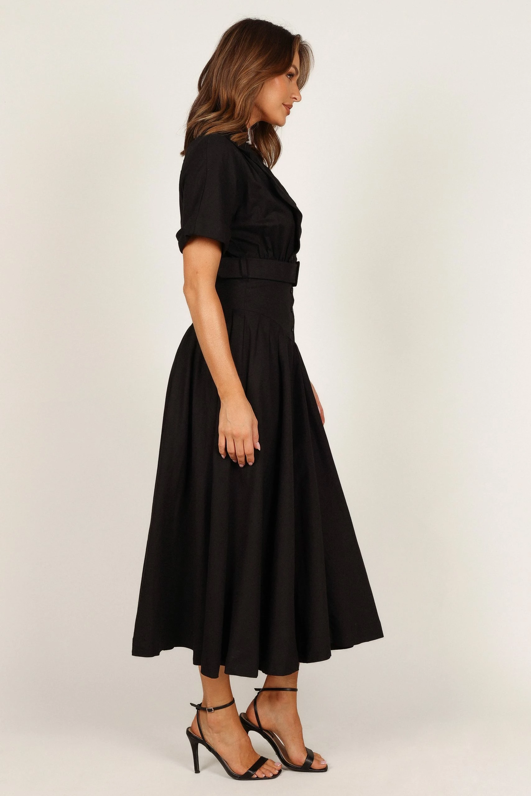 Verse Button Front Midi Dress - Black 5 Verse Button Front Midi Dress - Black - Image 5