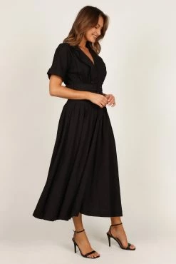 Verse Button Front Midi Dress - Black 12 Verse Button Front Midi Dress - Black -Dress Shop petal and pup usa dresses verse button front midi dress black 33228772671665