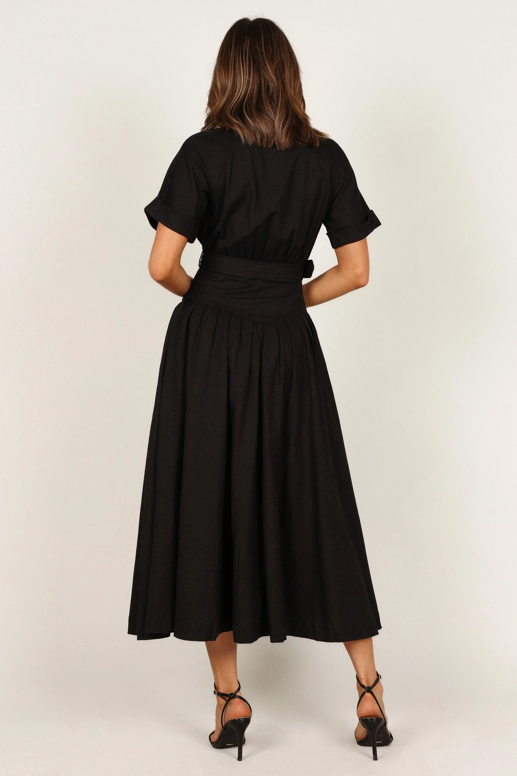 Verse Button Front Midi Dress - Black 4 Verse Button Front Midi Dress - Black - Image 4