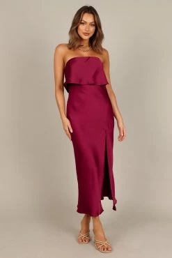 Vienna Strapless Midi Dress - Berry -Dress Shop petal and pup usa dresses vienna strapless midi dress berry 33543062356145