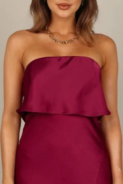 Vienna Strapless Midi Dress - Berry -Dress Shop petal and pup usa dresses vienna strapless midi dress berry 33543062388913