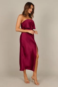 Vienna Strapless Midi Dress - Berry -Dress Shop petal and pup usa dresses vienna strapless midi dress berry 33543062421681