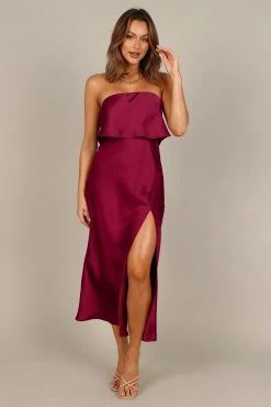 Vienna Strapless Midi Dress - Berry -Dress Shop petal and pup usa dresses vienna strapless midi dress berry 33543062454449