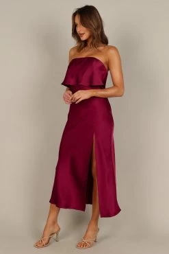 Vienna Strapless Midi Dress - Berry -Dress Shop petal and pup usa dresses vienna strapless midi dress berry 33543062552753