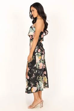 Vienna Strapless Midi Dress - Black Floral -Dress Shop petal and pup usa dresses vienna strapless midi dress black floral 33829501370545